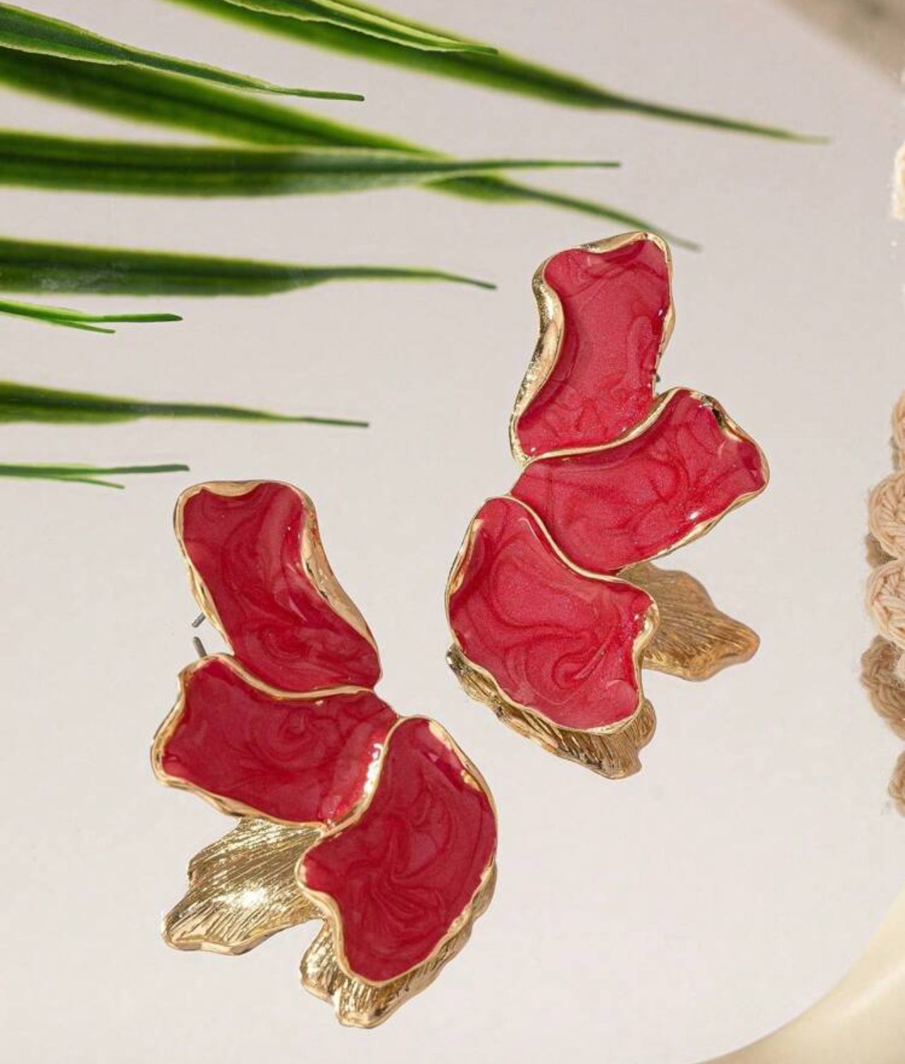 Red & Gold Petal Earrings