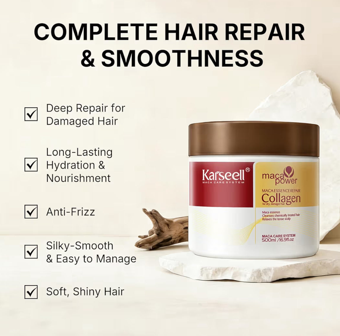 Karseell Maca Power Collagen Hair Mask 500ml - Hair Repair Deep Conditioner
